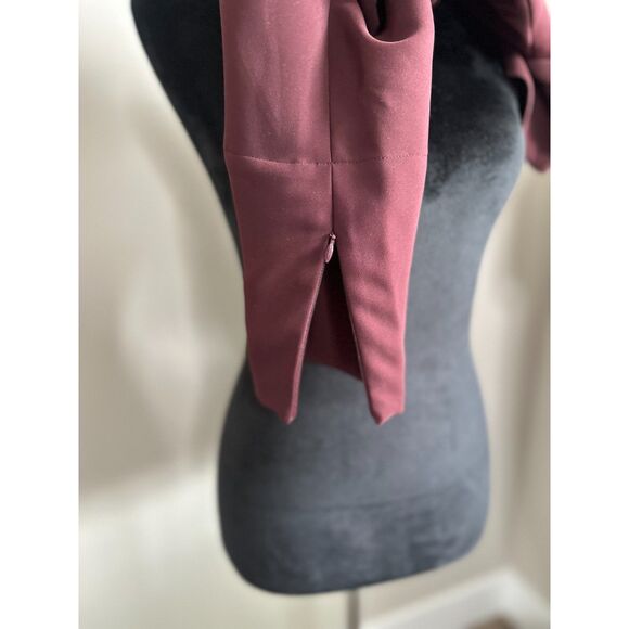 McQ Alexander McQueen Women's Crepe Oxblood Turtleneck Cropped Top Size 6 - Picture 6 of 14